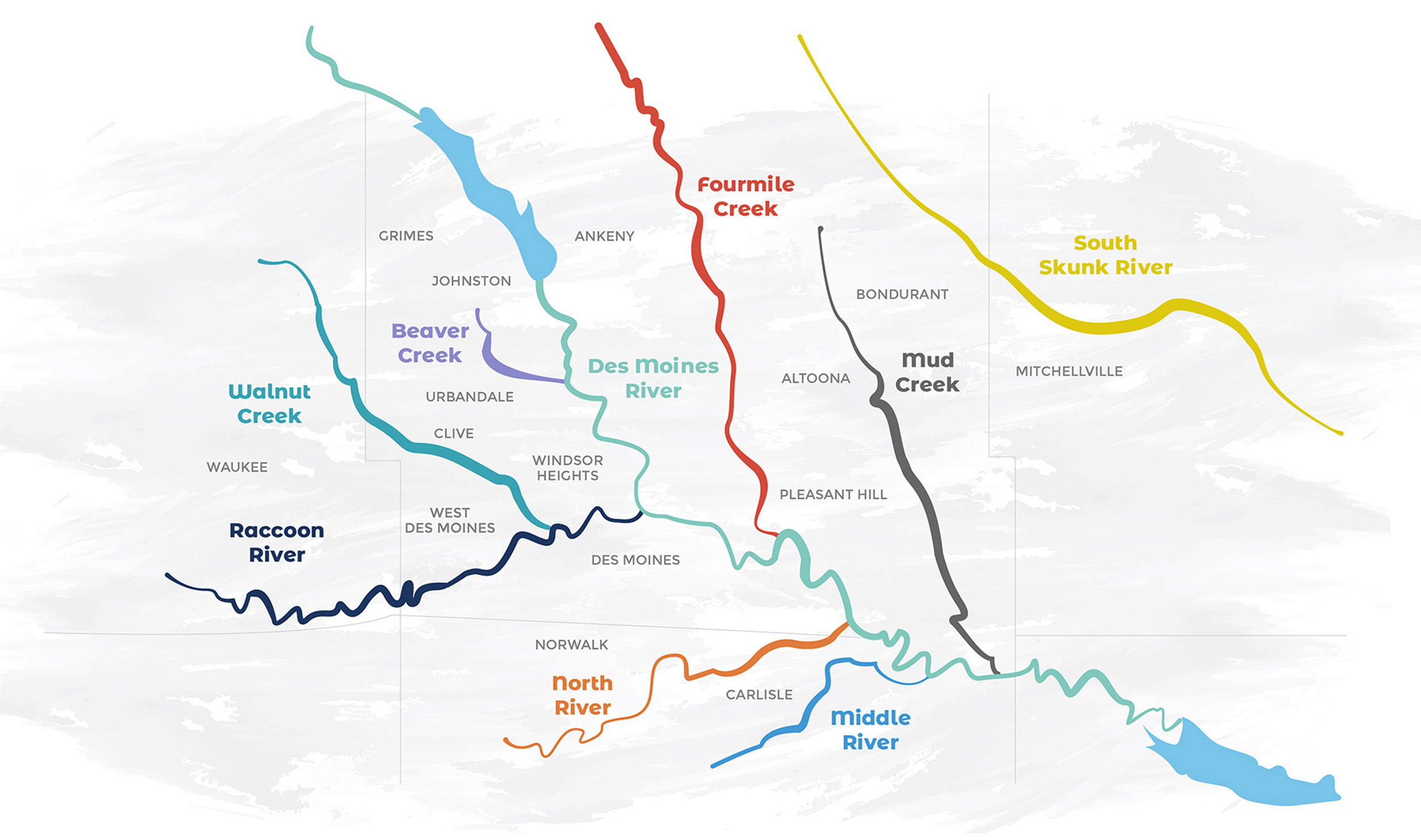 Overview map of the Iowa water trails