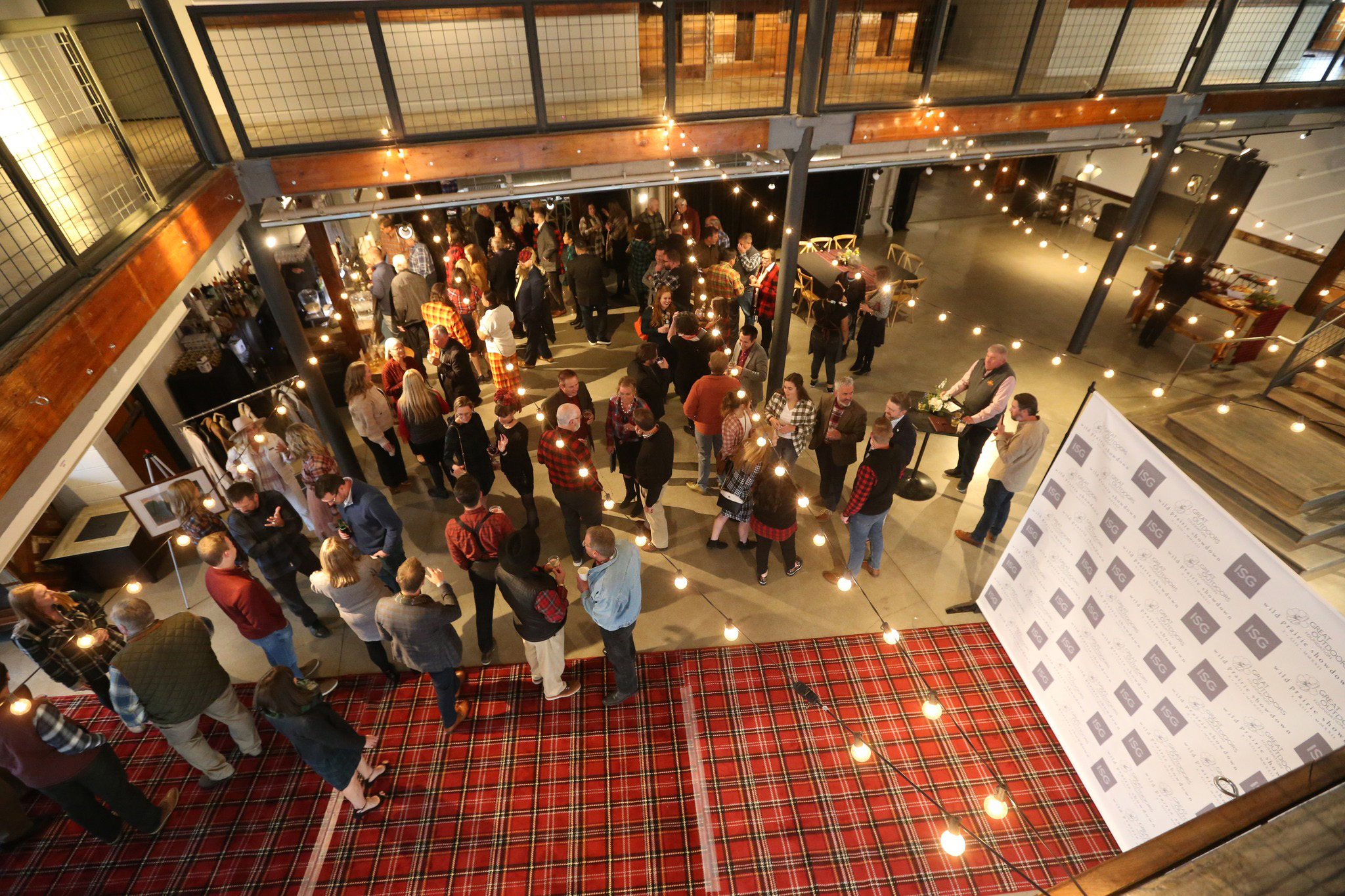 An above view of the group mingling at the Wild Prairie Showdown