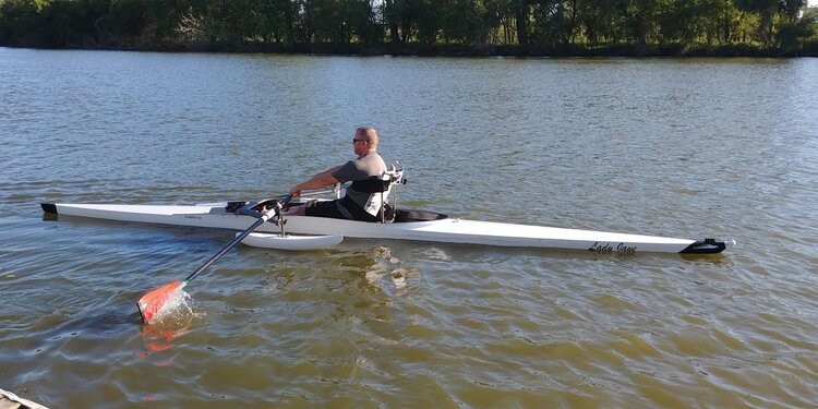 A para-rower in his boat