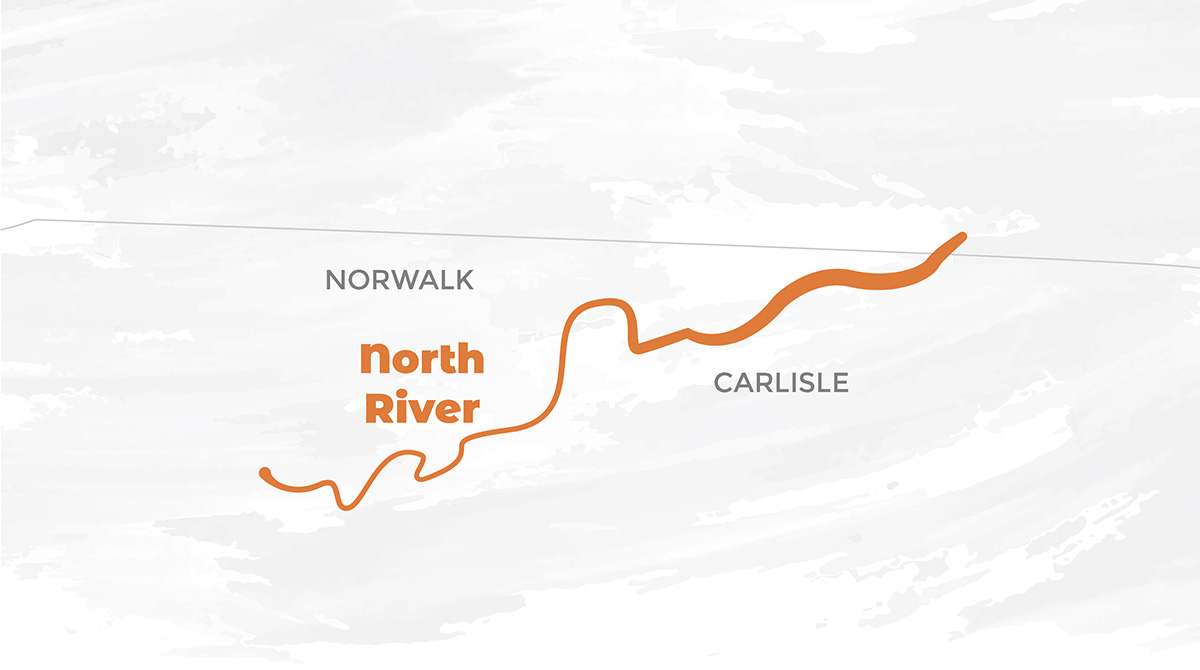 Close up map of North River water trail