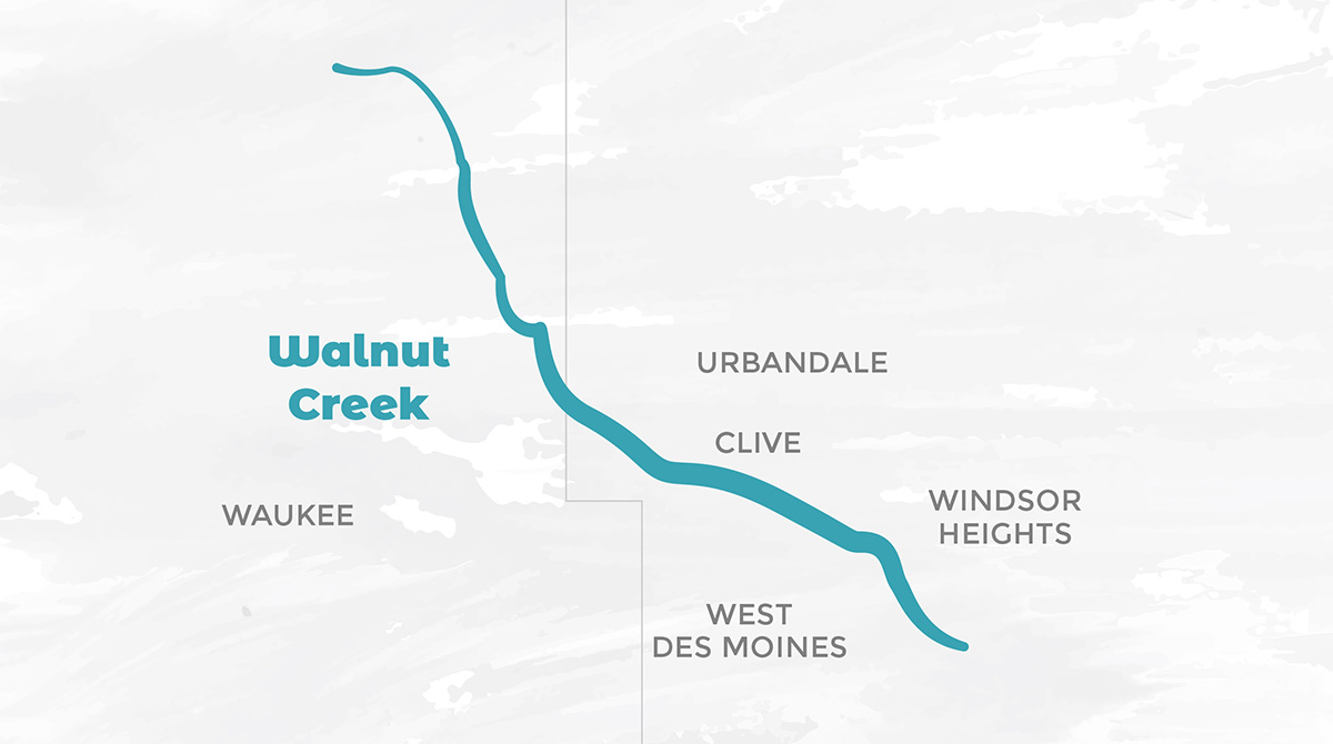 Close up drawing of the Walnut Creek water trail