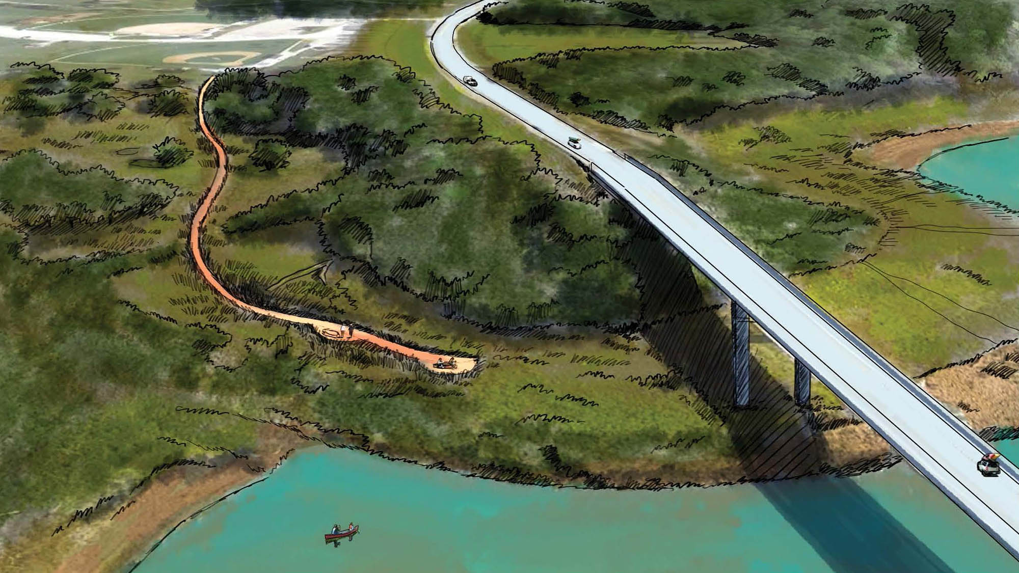Concept sketch of site 10 near a bridge