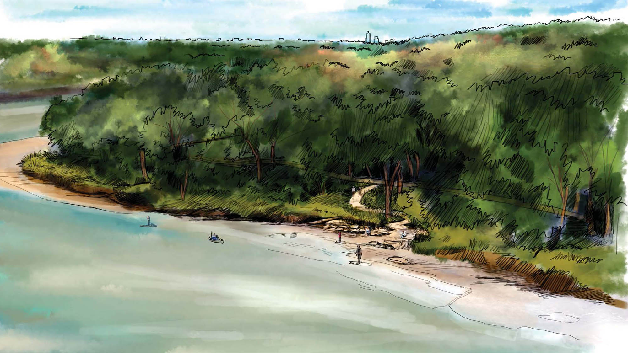 Concept sketch of a sandy shore at site 79