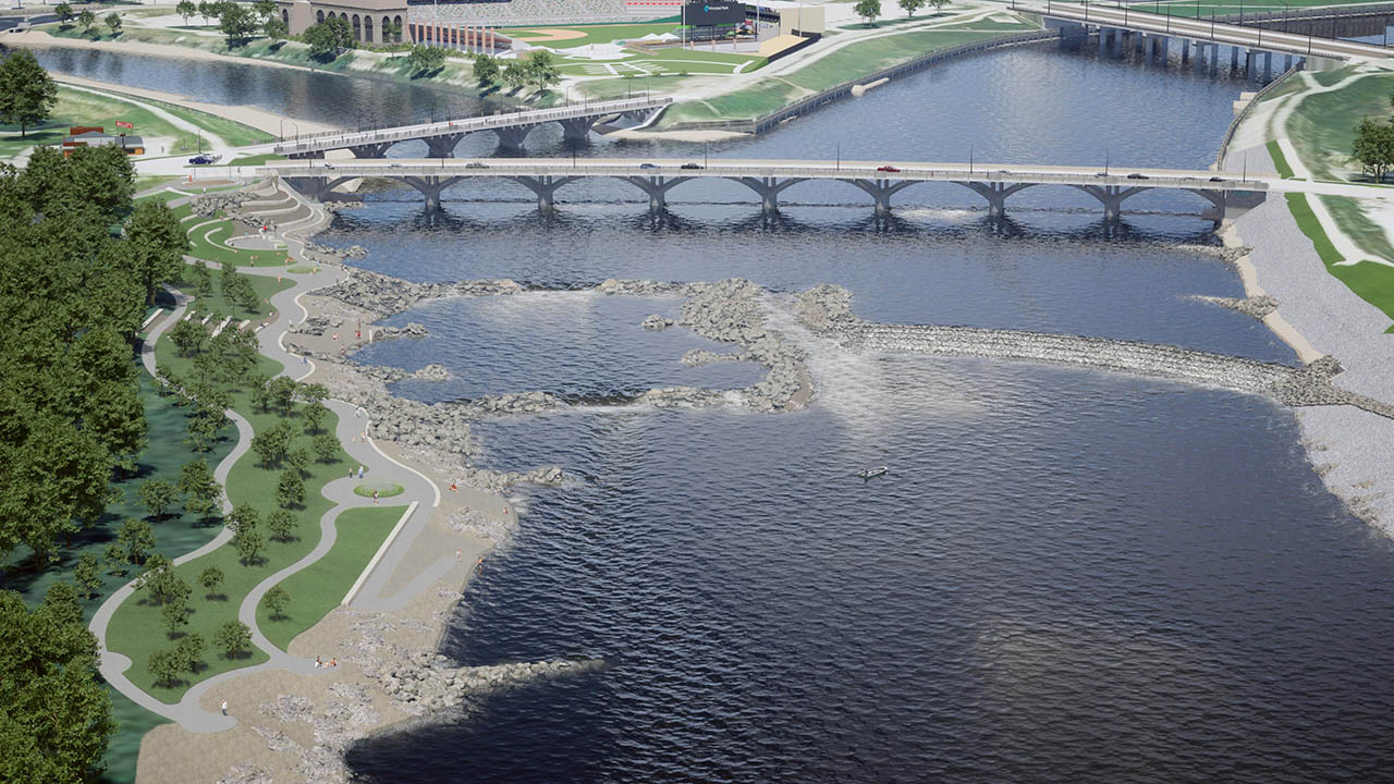 Concept art of trails and water ways at Scott Avenue